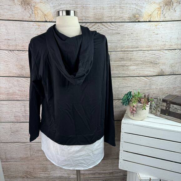 LASCANA Women's Layered Hooded Black White Pullover Sweatshirt Size‎ 4 / 6 Small - Picture 4 of 7